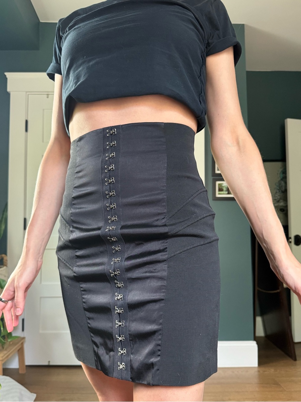 Alexander Wang corset-style front mini pencil skirt